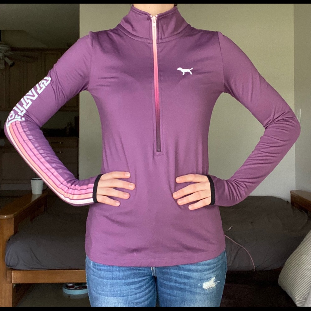 Plum colored PINK jacket with ombré half zip up